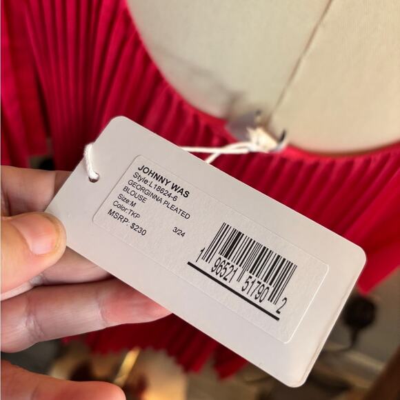 Johnny Was Vibrant Pink Pleated Blouse - Picture 4 of 6